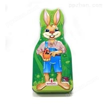 铁罐厂家定制复活节兔子造型巧克力铁盒