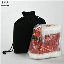 深圳龙岗工厂 黑色礼品袋 束口拉绳圣诞礼物包装绒布袋