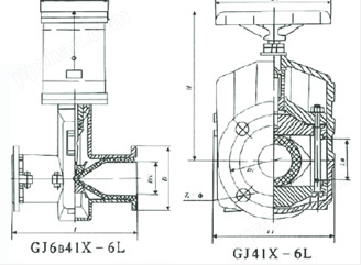 GJ6B41×-6L常闭型气动管夹阀 GJ41×-6L管夹阀总装图