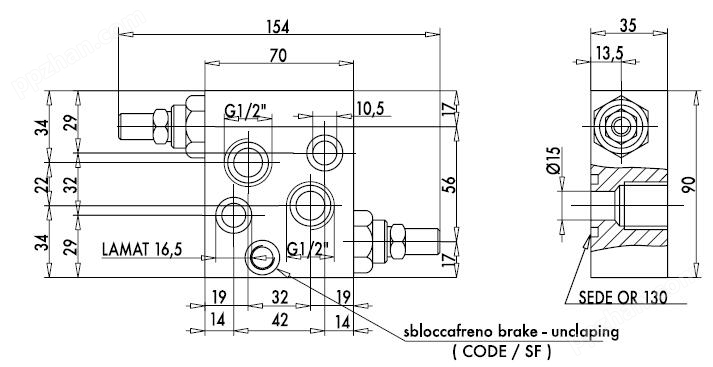 配BMS摆线马达液压阀块-双向安全阀-外形连接尺寸