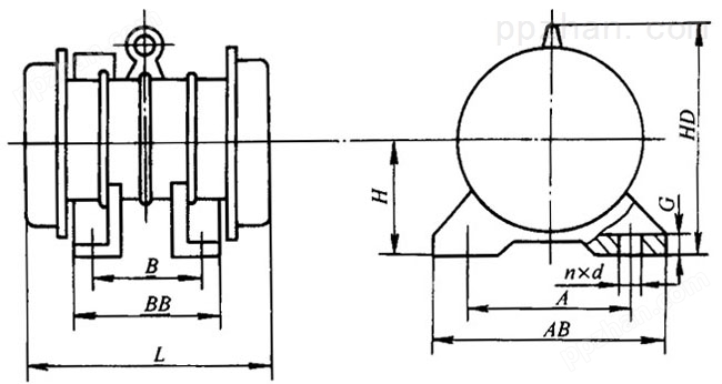 YJZ系列激振异步电动机（2～140KN）外形尺寸