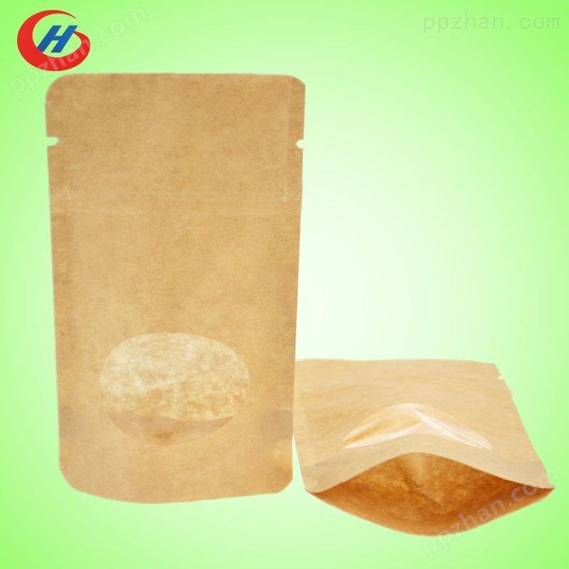广东厂家定制批发牛皮纸食品包装袋开透明窗自封自立OPP休闲零食食品包装袋食品级